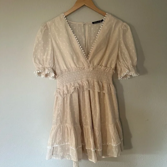 cream cottagecore dress Vintage Lace Embroidery Cottagecore Dress Vintage Lace Dress Fairycore